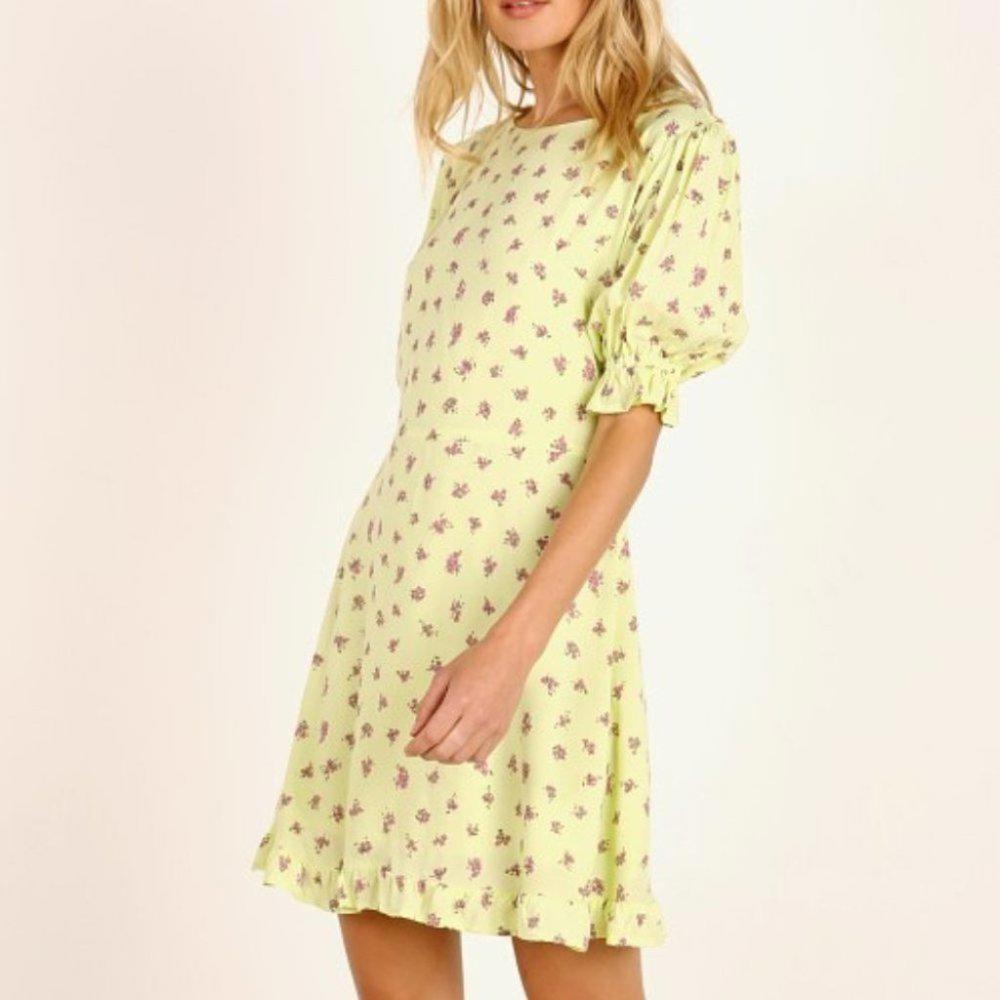 Faithfull the Brand Florence Ruffle Trim Floral Mini Dress - XS